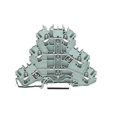 Borna de Paso Triple / 3 Niveles L/L/L / 6 Puntos Conexión / Push-in CAGE CLAMP® / 2.5 mm² / 24 A / 500 V / Aplicaciones Ex e II / Carril DIN 35×15 y 35×7.5