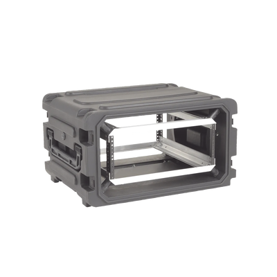 Gabinete Plástico Móvil con Amortiguador con Rack de 19″, 4 Unidades.