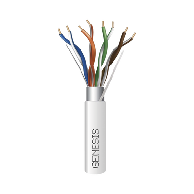 Carrete de 305 Metros (1000 Pies) de Cable Cat5e / Calibre 24 AWG BLINDADO / PLENUM / Color Blanco para aplicaciones de Voz y Datos