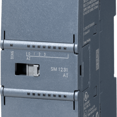 Módulo de Entrada Analógica SIMATIC S7-1200 / SM 1231 / 4 Entradas AI / +/-10V +/-5V +/-2.5V / 0-20mA 4-20mA / 12 bit+sign (13 bit ADC) / IP20 / Certificaciones Globales