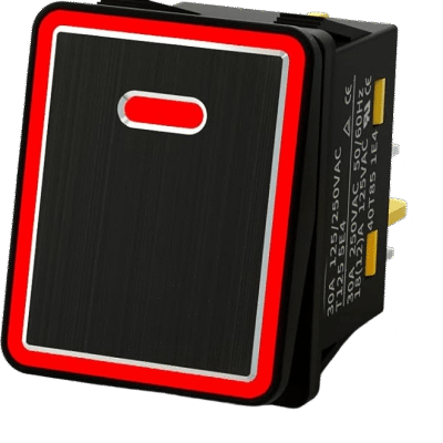 Interruptor tipo Switch con Led Color Rojo / IP65 / Diseño Industrial con panel de Aluminio / NO, COM, NC / Terminales tipo F1
