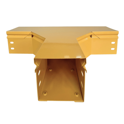 CHFIBER T HORIZONTAL DE ALUMINIO PERALTE 4″ ANCHO 4″ RADIO 8″ CON RECUBRIMIENTO EN PINTURA EPÓXICA, INCLUYE TAPA , UN PAR DE COPLES Y TORNILLERÍA.