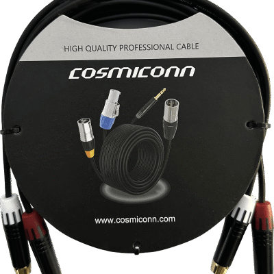 Cable 2 RCA x 2 RCA, conectores negros, con diferenciador de blanco y rojo (2x MT380-RD – 2x MT380-WH), length 3m