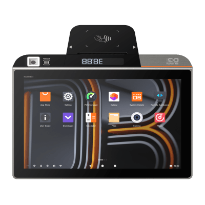 Terminal de Escritorio Inteligente SUNMI D3 MINI / Procesador Qualcomm Hexa-Core 2.4 GHz / 3 GB RAM + 32 GB ROM / Pantalla Principal 10.1″ IPS / Impresora Térmica Integrada 58 mm / Android 13 / Bluetooth 5.0 / Wi-Fi Dual Band / Batería