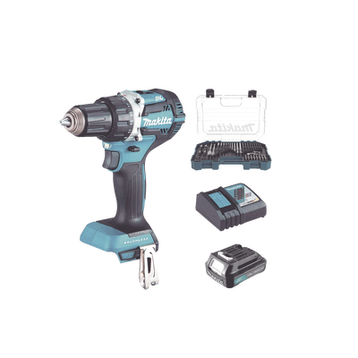 Rotomartillo/Taladro Inalámbrico (1/2″) de 1,900 RPM, 18Vcc, Incluye 1 Batería BL1815N de 1.5Ah, 1 Cargador Modelo DC18SD y Un Set de 75 Pzas Modelo E-06943