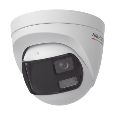 [ColorVu + Panoramica + Dual Light] Turret TURBOHD 3K (5 Megapixel) / Micrófono Integrado / Visión 180° / Imagen a Color 24/7 / 40 mts Luz Blanca + 40 mts IR / Exterior IP67 / WDR