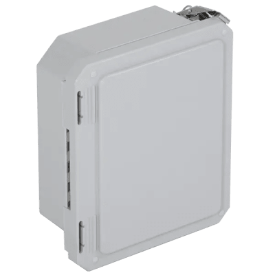 Caja Impermeable De Fibra De Vidrio, 8.77″ (22.27cm) Alto x 6.77″ (17.19cm) Ancho x 4.06″ (10.31cm), Sin Ventanilla, Listado UL/cUL, Hecho En EE.UU, Serie EnviroArmour®