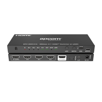 Switch HDMI 4×1 | 8K@60Hz 4:2:0 | 48 Gbps | ARC/eARC | Extracción de Audio | Gestión EDID | Control CEC