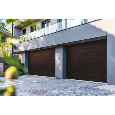 Puerta de Garage D / Alta calidad / 9×9 pies / 1 3/4″ Aislante Termico / Estilo Americana / Imitacion Madera / BLACK WALNUT .