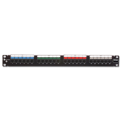 Patch Panel UTP HD6 de 24 Puertos, Precargado con Jacks Categoría 6, Plano, 1UR