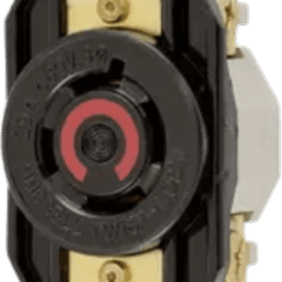 Receptáculo con Bloqueo de Media Vuelta Industrial 20 A 480 V CA /3 Polos 4 Hilos / Nema L16-20R / Color Negro.