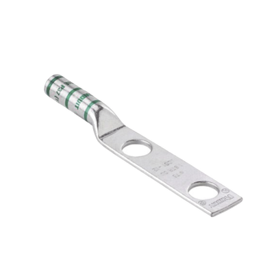 Conector de Compresión de Cobre con 2 Orificios 3/8″ para Cable 2 AWG, 1″ de espacio entre Orificios. Paquete de 25 Piezas