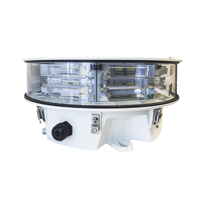 Luz de Obstáculo Lonestar FAA Media Intensidad / LED Tipo L864-L865 / 20.000 cd Blanco – 2.000 cd Rojo / Infrarrojo 246 mW/sr / Sincronización GPS Opcional / Monitoreo SNMP / Garantía 5 Años