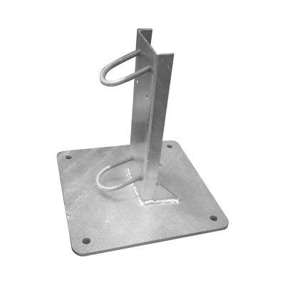 Base Recta Reforzada Galvanizada para Mástil de 1″ a 2″ de Diámetro.