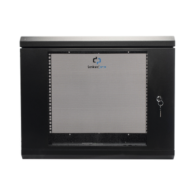 Gabinete de Pared de 9U con Puerta de Cristal Templado, 455 mm de Profundidad, Rack de 19», Acero Reforzado Color Negro.