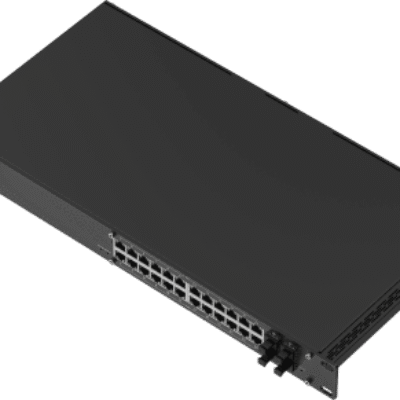 Switch Industrial Gestionado L2+, 24 Puertos Gigabit PoE+, 4 Puertos SFP, 300W PoE Budget, Rack 19″, IP30, TSWOS