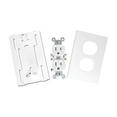 Contacto eléctrico doble, soporte y tapa color blanco de PVC auto extinguible,  para canaleta TEK100 (5591-10200)