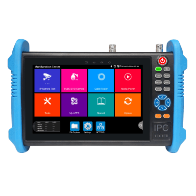 Tester de Video Profesional | Pantalla 7″| Prueba IP/HD/Analógicas | TVI/CVI/AHD/CVBS | IP ONVIF | 4K/8K | H.264/H.265 | HDMI | PTZ | Scanner IP | TDR | Salidas 12V/24V/PoE | Activación Simultanea.