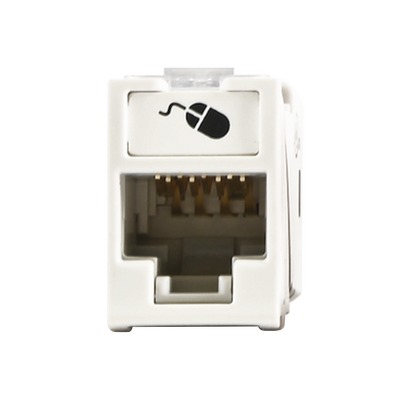 Jack Ultramax Cat5e, UTP, Montaje Híbrido en Placa de Pared (Plano y Angulado), Color Blanco, Punch Down
