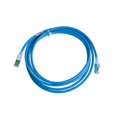 Patch Cord Z-MAX Cat6A S/FTP, CM/LS0H, 3.05 Metros (10 Pies), Color Azul, Versión Bulk (Sin Empaque Individual)