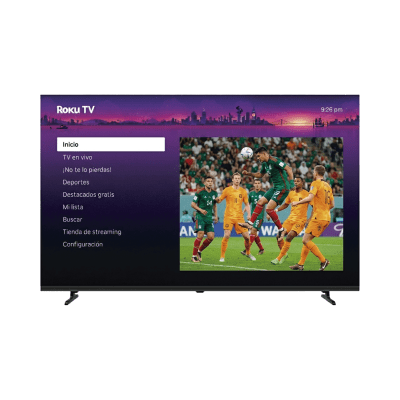 Televisor Smart Sistema ROKU TV 98 pulgadas Q-LED / 4K Ultra HD 3840×2160 / Dimensiones: 2.19m largo x 1.25m de alto / Procesador Cortex-A55 / ATSC-PAL-NTSC / Audio 12W+12W / 3 HDMI